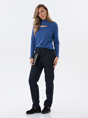 Блузка трикотажная с фигурным вырезом джинсовый